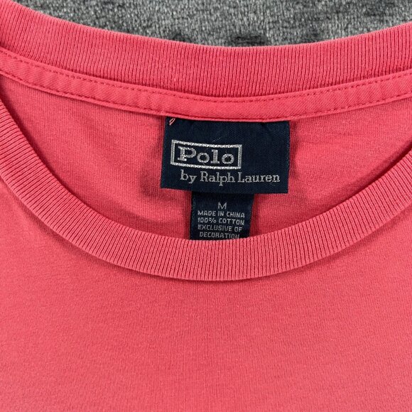 Polo Ralph Lauren T Shirt Men M Pink Salmon Single Stitch Pocket Vintage 90s Y2K - Picture 5 of 8